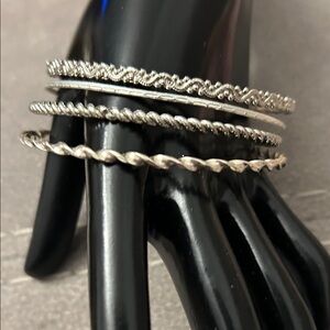 Elegant Silver-Tone Women's Bangle Set